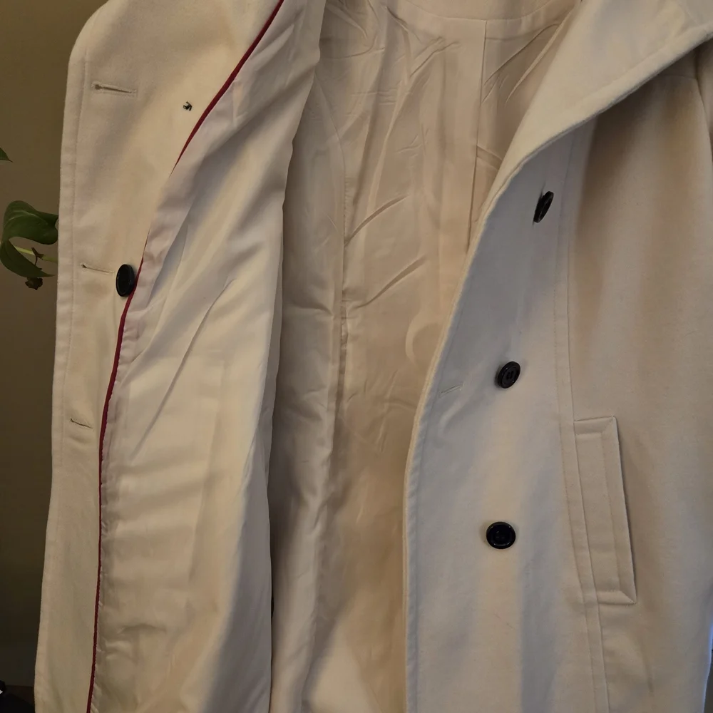 Womens Cream Pea Coat Ashley Stewart Coat Size 14/16 Casual Dress Classic Soft - Picture 5 of 13